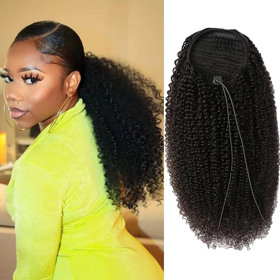 Afro Kinky Curly Drawstring Ponytail Extension
