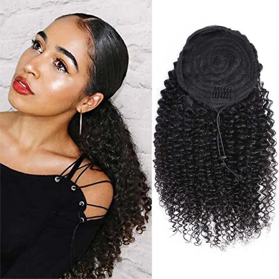 Afro Kinky Curly Drawstring Ponytail Extension