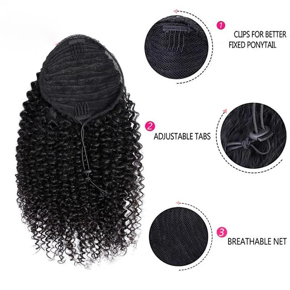 Afro Kinky Curly Drawstring Ponytail Extension