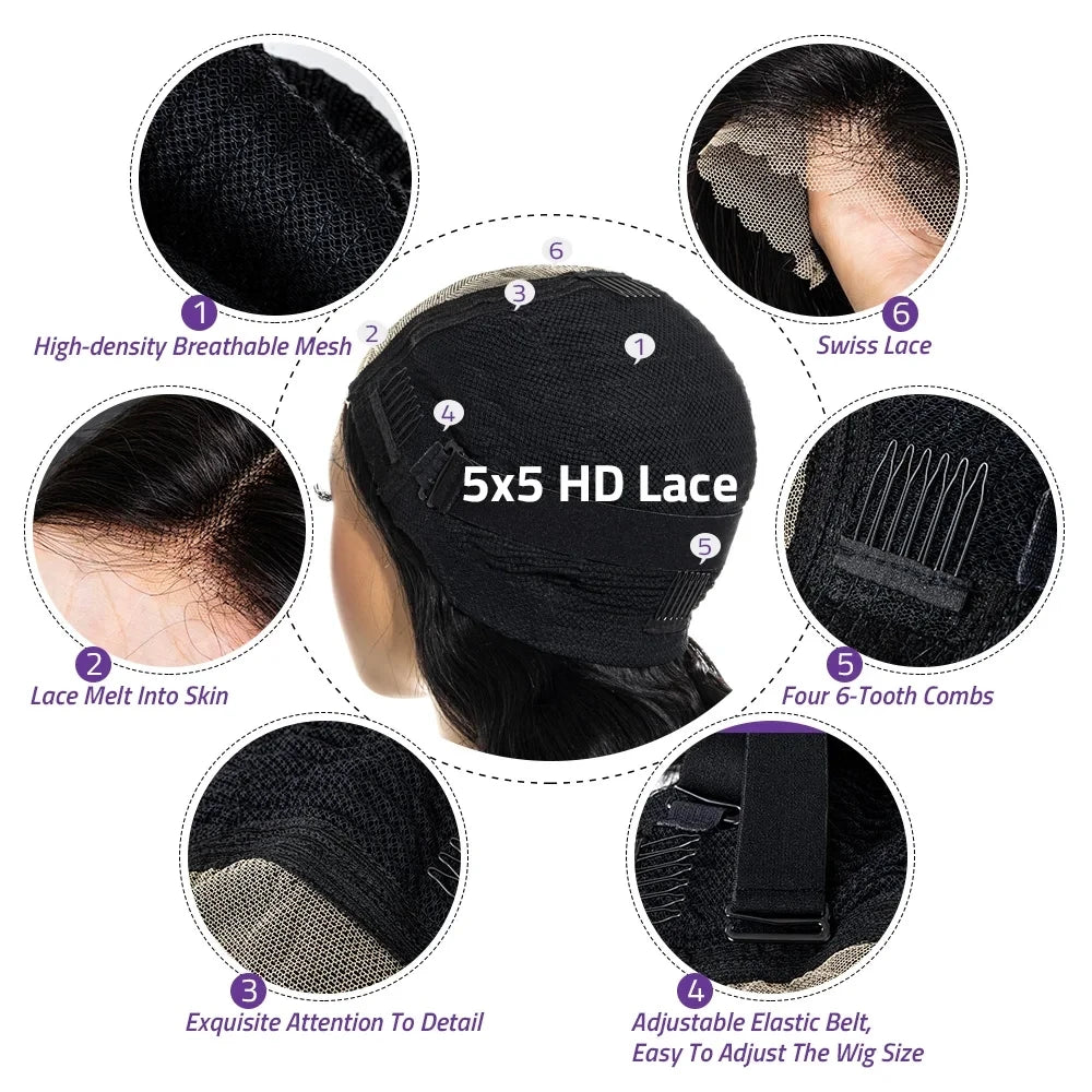 36" Body Wave Lace Front Wig – 250% Density, Pre-Plucked