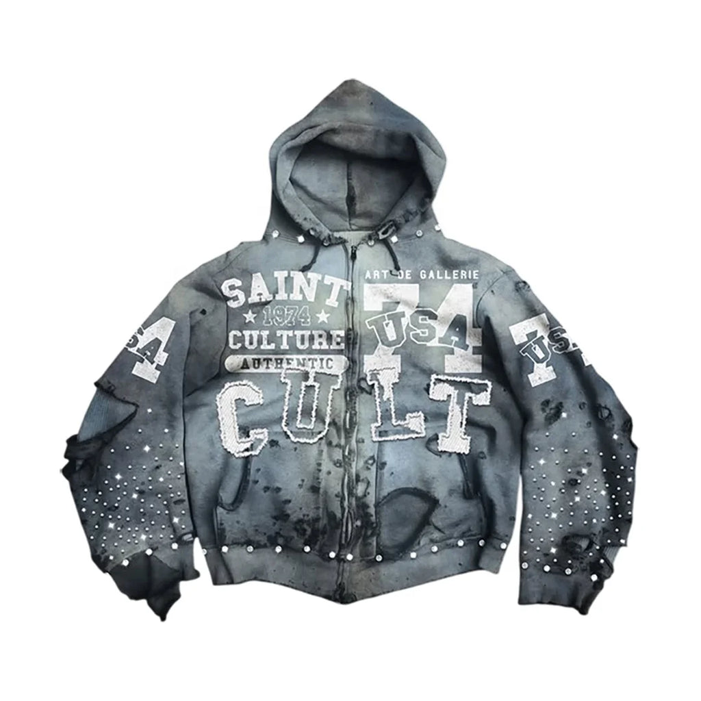 2026 Custom Men's Winter Denim Shorts Set Oversized Solid Hoodie 2-Piece Y2K Streetwear Distressed Shorts Heavyweight