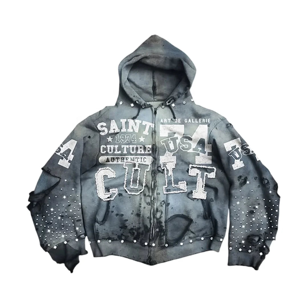 2026 Custom Men's Winter Denim Shorts Set Oversized Solid Hoodie 2-Piece Y2K Streetwear Distressed Shorts Heavyweight