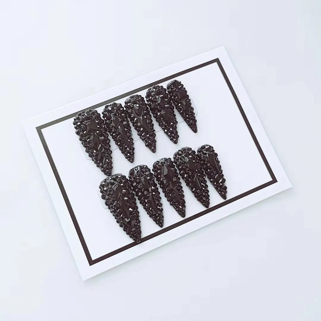 Design 100 Collection High Quality 10pcs Press-On French Square Fake Nails Luxury Handmade Acrylic Gel for Fingers Art Handmade