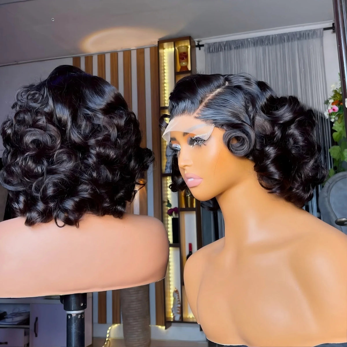 Glueless Short Bouncy Loose Wave Wig 5*5 HD Lace Front Wig Pre Plucked Bouncy Curl Bob Wig Raw Virgin 100% Vietnamese Human Hair