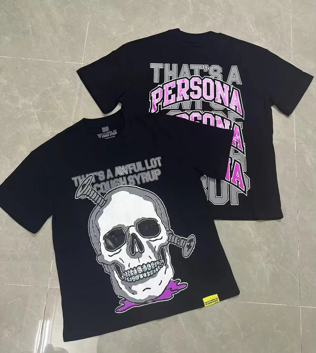 THAT'S AWFUL LOT COUGH SYRUP Men's Oversized Loose Fit T-shirt 100% Cotton Satin Fabric Breathable Anti-Pilling Character