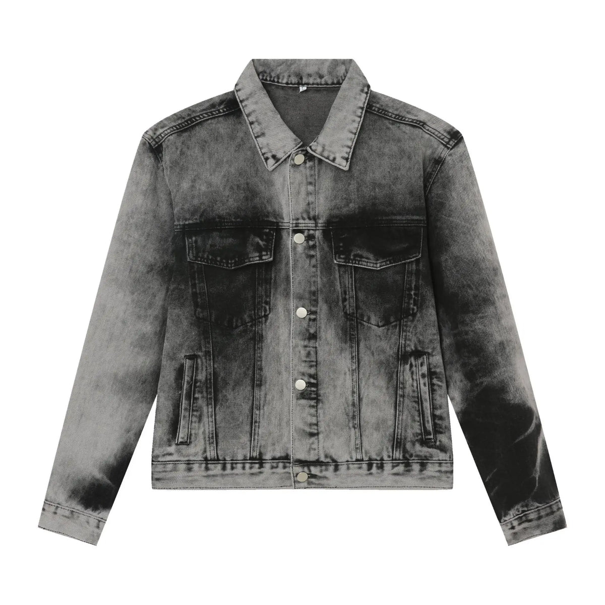 Custom Factory Distress Wash Stone Wash Dye Denim Jacket and Jeans Pants 2pcs Denim Set Men Woven Spring Hip Hop - Gray
