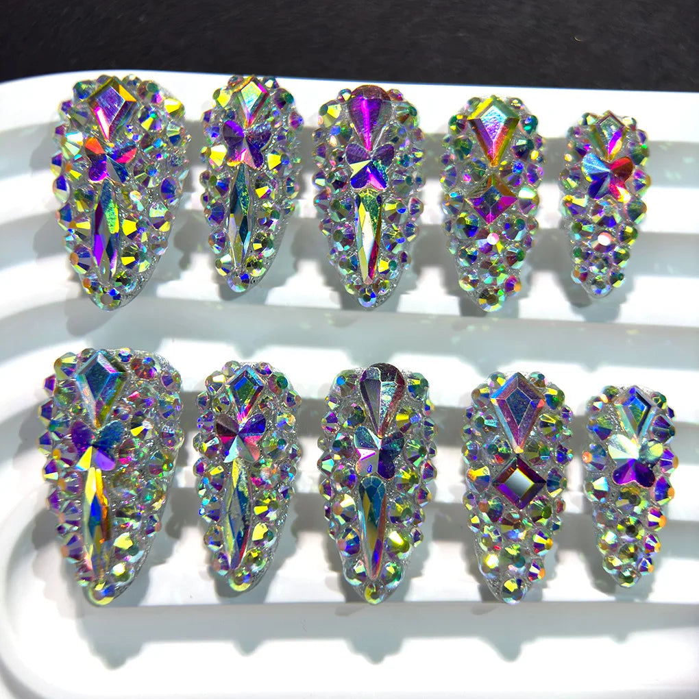 Design 100 Collection High Quality 10pcs Press-On French Square Fake Nails Luxury Handmade Acrylic Gel for Fingers Art Handmade - 43