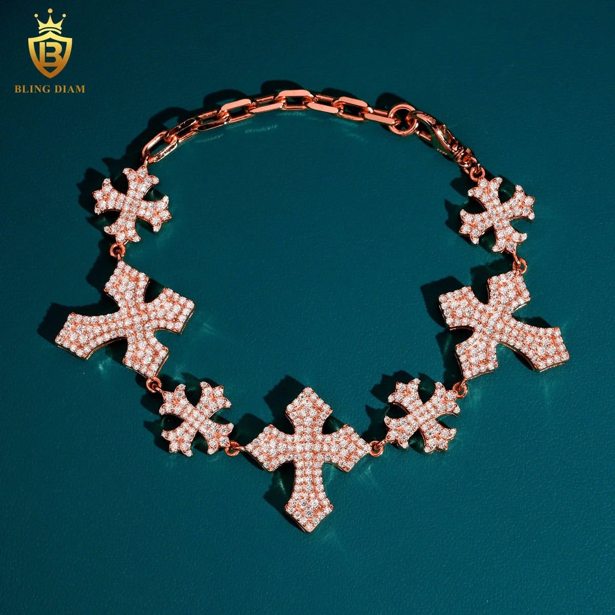 Fashion Cross Link Chain Bracelet Men Women Bracelet Pass Diamond Tester VVS Iced Out Moissanite Hip Hop Chain 925 Silver GRA