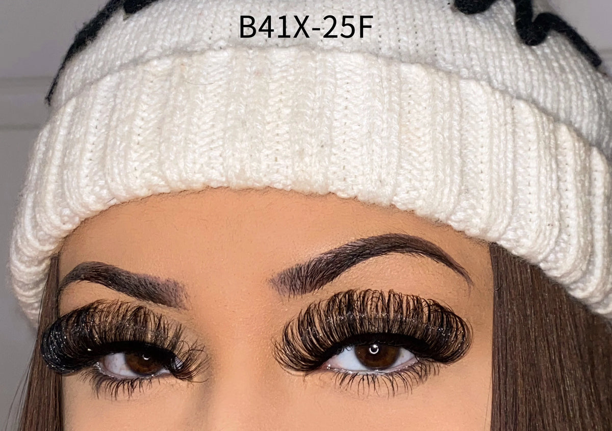 Wholesale Vendor  Russian 5D 3D Curl Real Cils Natural Eyelash Mink Spiky Wispy Faux Cils Synthetic Hair Faux Lash Strips - B41X-25F 25mm Lashes / Dramatic / Mix