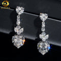 Luxury Heart Charm Earring Certified D VVS Diamond Womens 18k Real Gold Moissanite Drop Earrings - 18k White Gold