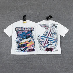 2026 High Quality Cotton Gothic Short Sleeve Skull Printed Hot Drilling T-shirts Low Price Wholesale GUAPI Men's T-shirts