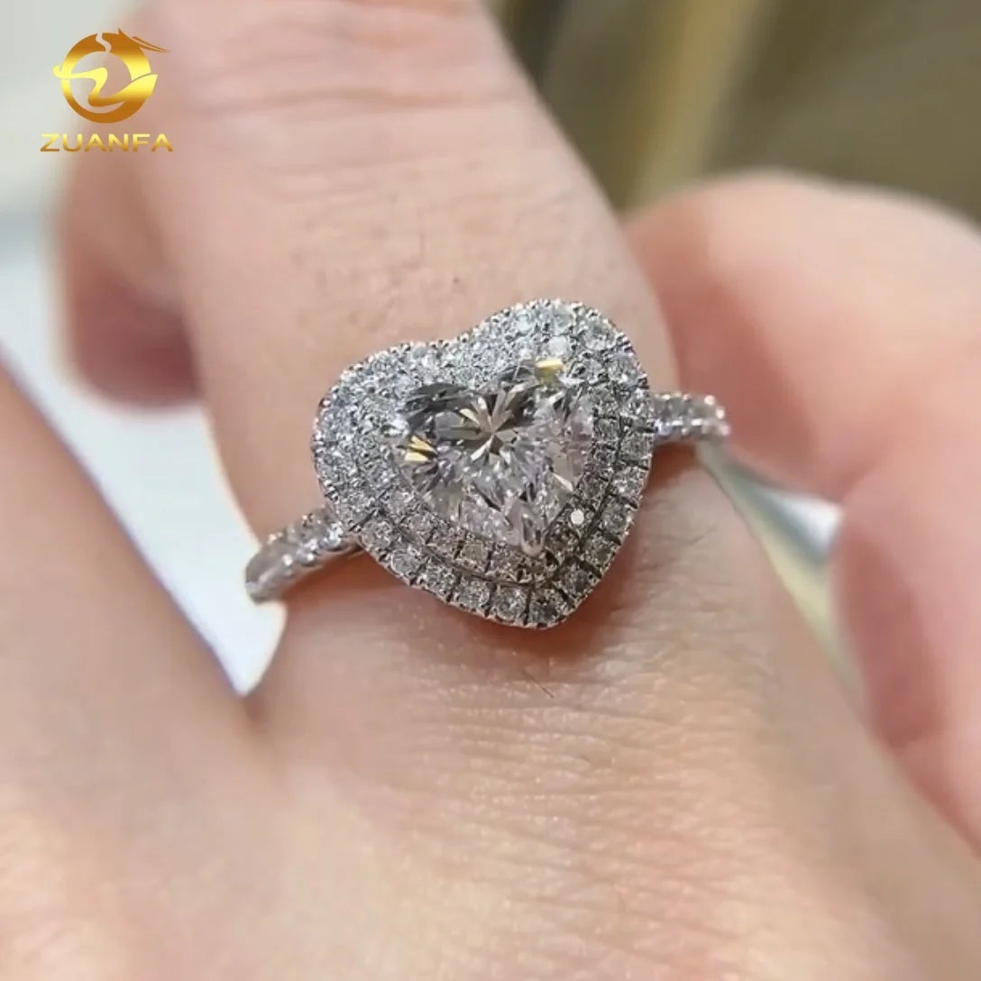 IGI Report Women Wedding Jewelry 10k 14k 18k Halo Diamond Cvd Engagement Ring for Women