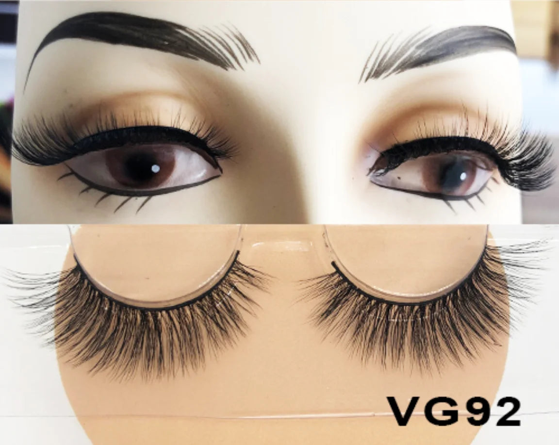 Fluffy Faux Mink Strip Lashes | 15mm–25mm D Curl | Natural Long | 100+ Styles - Natural Long / VG92