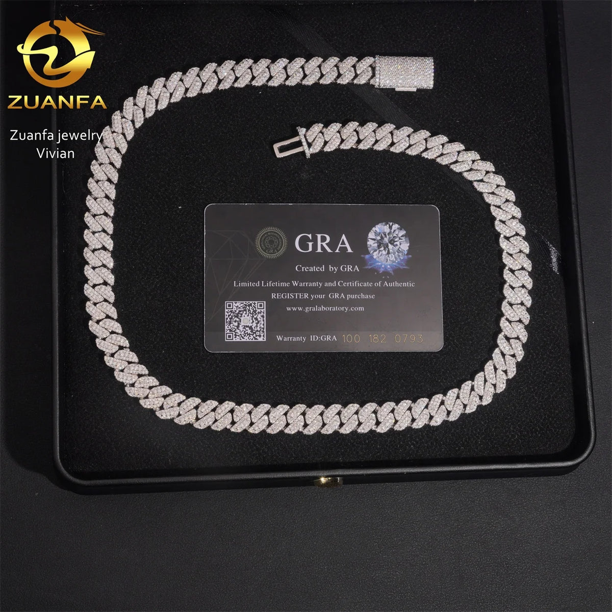 Hip Hop Fine Jewelry Brass VVS Moissanite Cuban Link Chain Cuban Link Chain 10mm Iced Out Cuban Link Chain Necklace - Silver Color