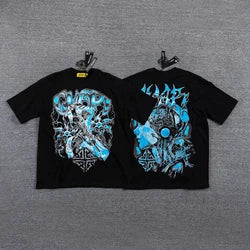 2026 High Quality Cotton Gothic Short Sleeve Skull Printed Hot Drilling T-shirts Low Price Wholesale GUAPI Men's T-shirts