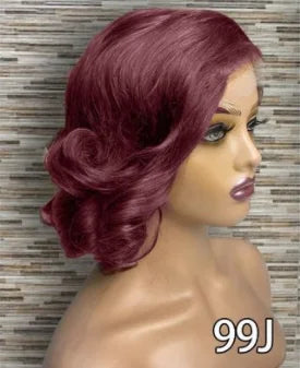 Glueless Short Bouncy Loose Wave Wig 5*5 HD Lace Front Wig Pre Plucked Bouncy Curl Bob Wig Raw Virgin 100% Vietnamese Human Hair - 99j