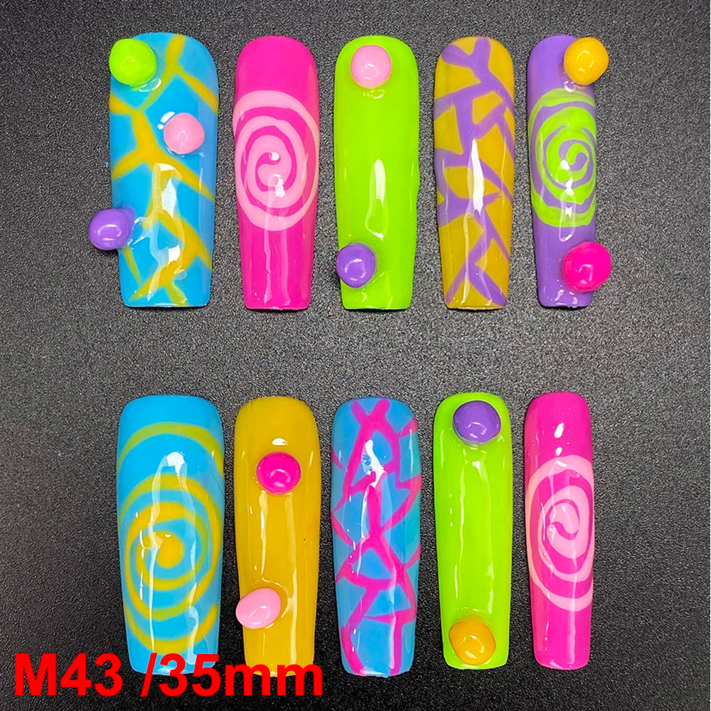 Gorgeous Salon Design Glossy Gel Carved False Nails Art Wholesale 10PCS Covered Decoration UV Gel Private Label Handmade Nails - M43 / 40g