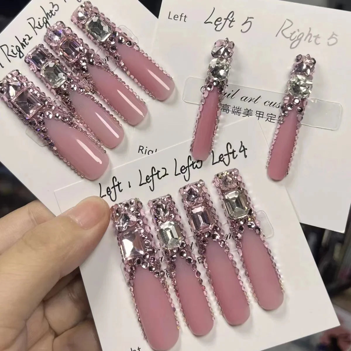 10 Handmade High-quality 3D Design Full Cover Fake Nails Wholesale Brand Logo Press-on Nails for Finger Application Black White - 4