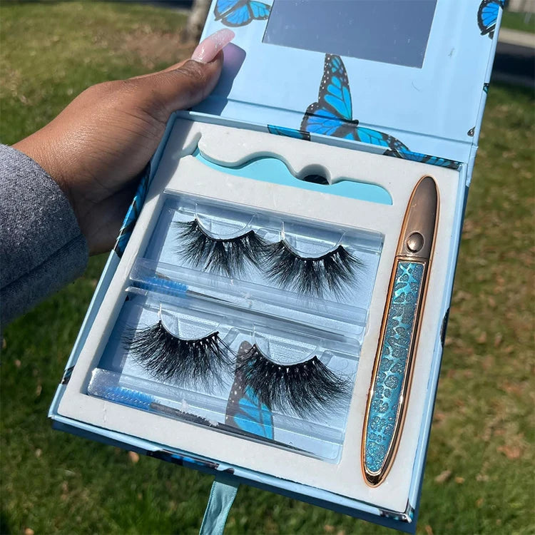 Best Selling 100% Real Mink Lashes3D Wholesale Vendor Eye Lash Set Bulk 25MM Natural  Mink Eyelash With Suitcase Package