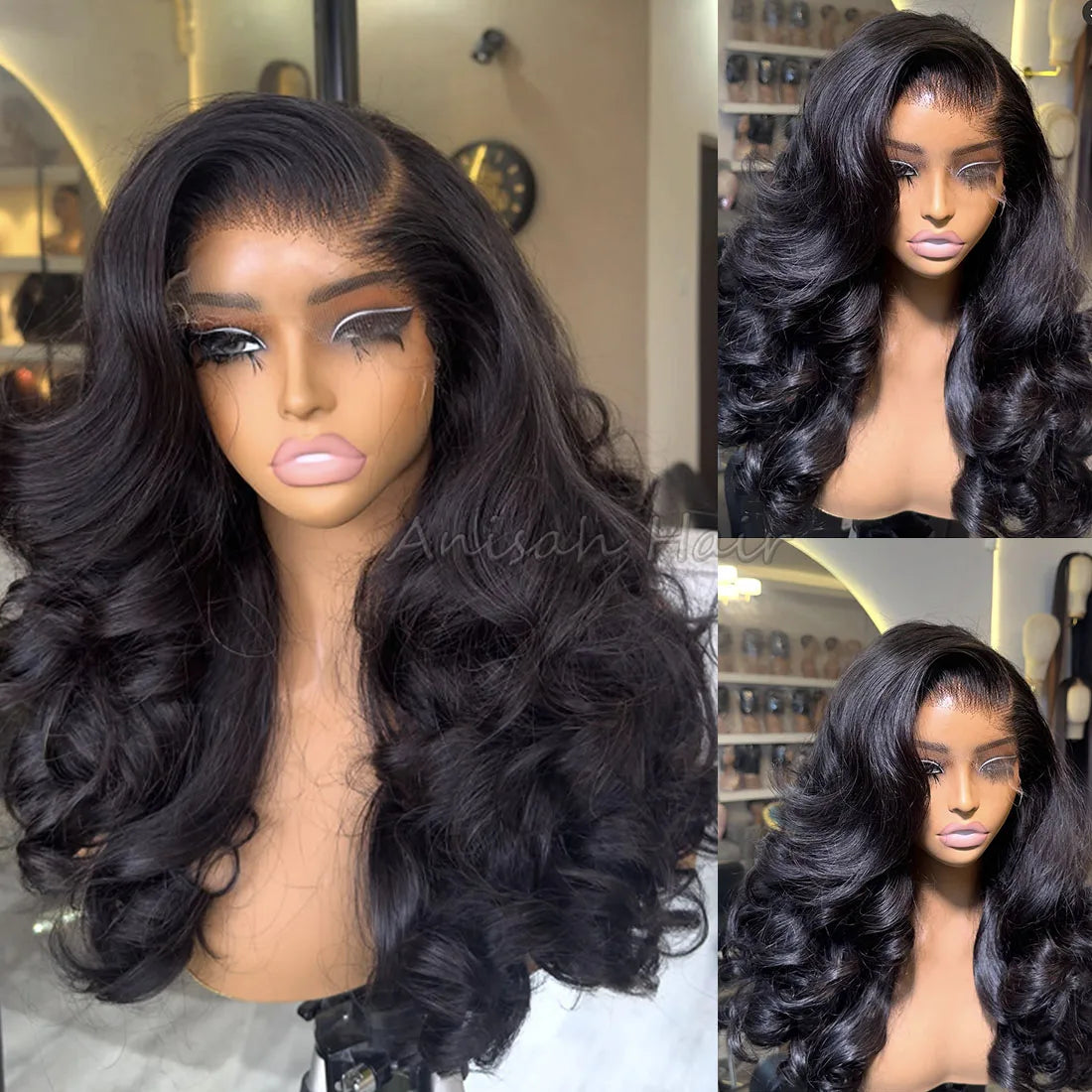 Raw Vietnamese Double Drawn Human Hair HD Lace Front Wigs Pre Plucked Body Wave Glueless Transparent for Lace Long Length