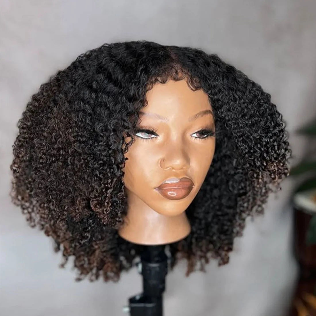 4C Textured Hairline Wigs Curly Baby Hair Natural Edges HD Lace Frontal Glueless Wigs Ombre Afro Kinky Curly Human Hair Wigs