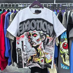 2026 High Quality Cotton Gothic Short Sleeve Skull Printed Hot Drilling T-shirts Low Price Wholesale GUAPI Men's T-shirts