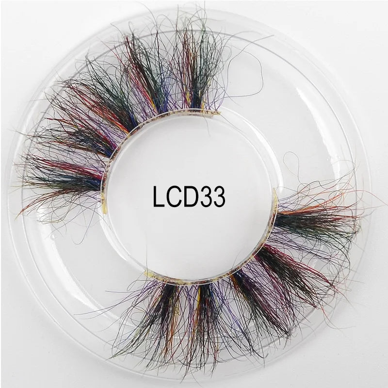 Heart Girl Wholesale  Lash  3D Colourful Lashes Natural Fluffy 25mm Mink False Full Strip Eyelash Boxes Custom logo - Mix / Plastictray+cover / LCD33