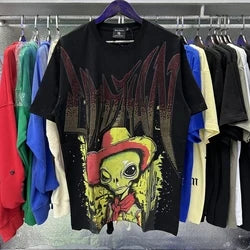 2026 High Quality Cotton Gothic Short Sleeve Skull Printed Hot Drilling T-shirts Low Price Wholesale GUAPI Men's T-shirts