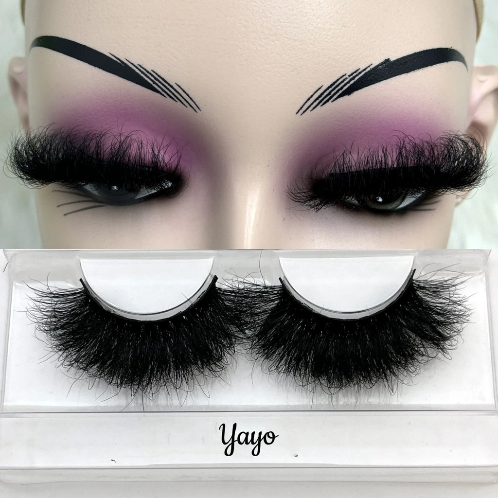 Long Fluffy 25mm Real Mink Eyelashes Wholesale Custom Logo Strip Lashes Bulk Vendor