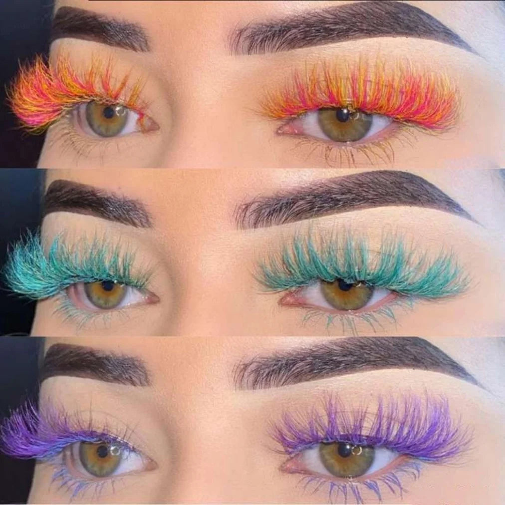 Heart Girl Wholesale  Lash  3D Colourful Lashes Natural Fluffy 25mm Mink False Full Strip Eyelash Boxes Custom logo