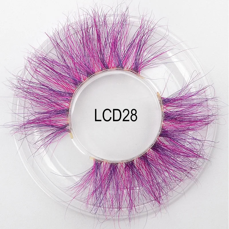 Heart Girl Wholesale  Lash  3D Colourful Lashes Natural Fluffy 25mm Mink False Full Strip Eyelash Boxes Custom logo - Mix / Plastictray+cover / LCD28