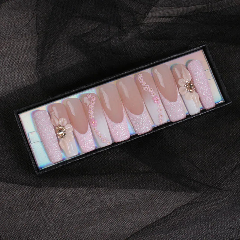 Handmade 10-Piece Luxury Press-On Nails Salon-Quality 3D Nail Art CE Certified for Fingers Low MOQ Wholesale Private Label - 23 / 0.1kg