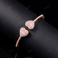 Hip Hop Jewelry Heart Shape Bangles Gold Plated 925 Sterling Silver VVS Moissanite Diamond Iced Out Cuban Bracelet - heart bracelet