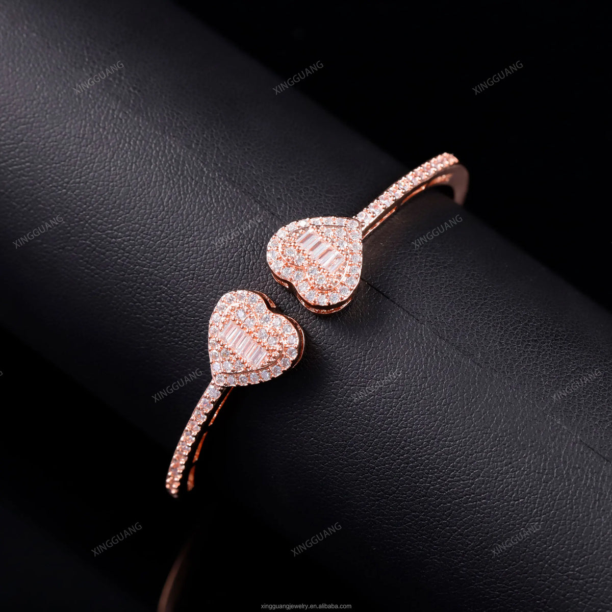 Hip Hop Jewelry Heart Shape Bangles Gold Plated 925 Sterling Silver VVS Moissanite Diamond Iced Out Cuban Bracelet - heart bracelet