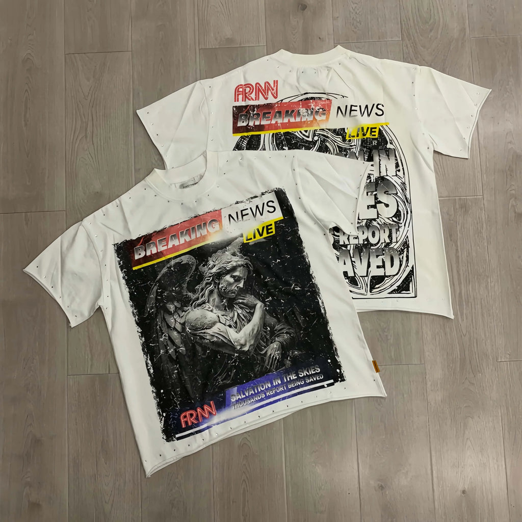 High Quality 100% Cotton Breathable Short Sleeve Loose Fit Hip Hop Cartoon Print Mens T-Shirts Wholesale Custom Designer Brand