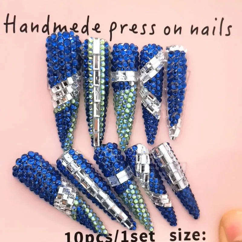 10 Handmade High-quality 3D Design Full Cover Fake Nails Wholesale Brand Logo Press-on Nails for Finger Application Black White - 7