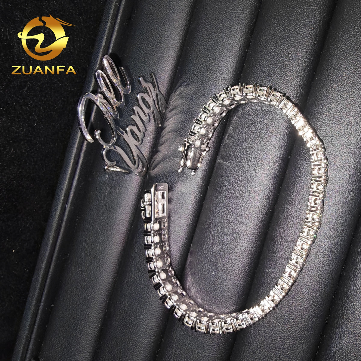 4mm 2 Row VVS Moissanite Tennis Chain Necklace Silver Iced Out Hip Hop Jewelry Tennis Chain Moissanite Necklace Women