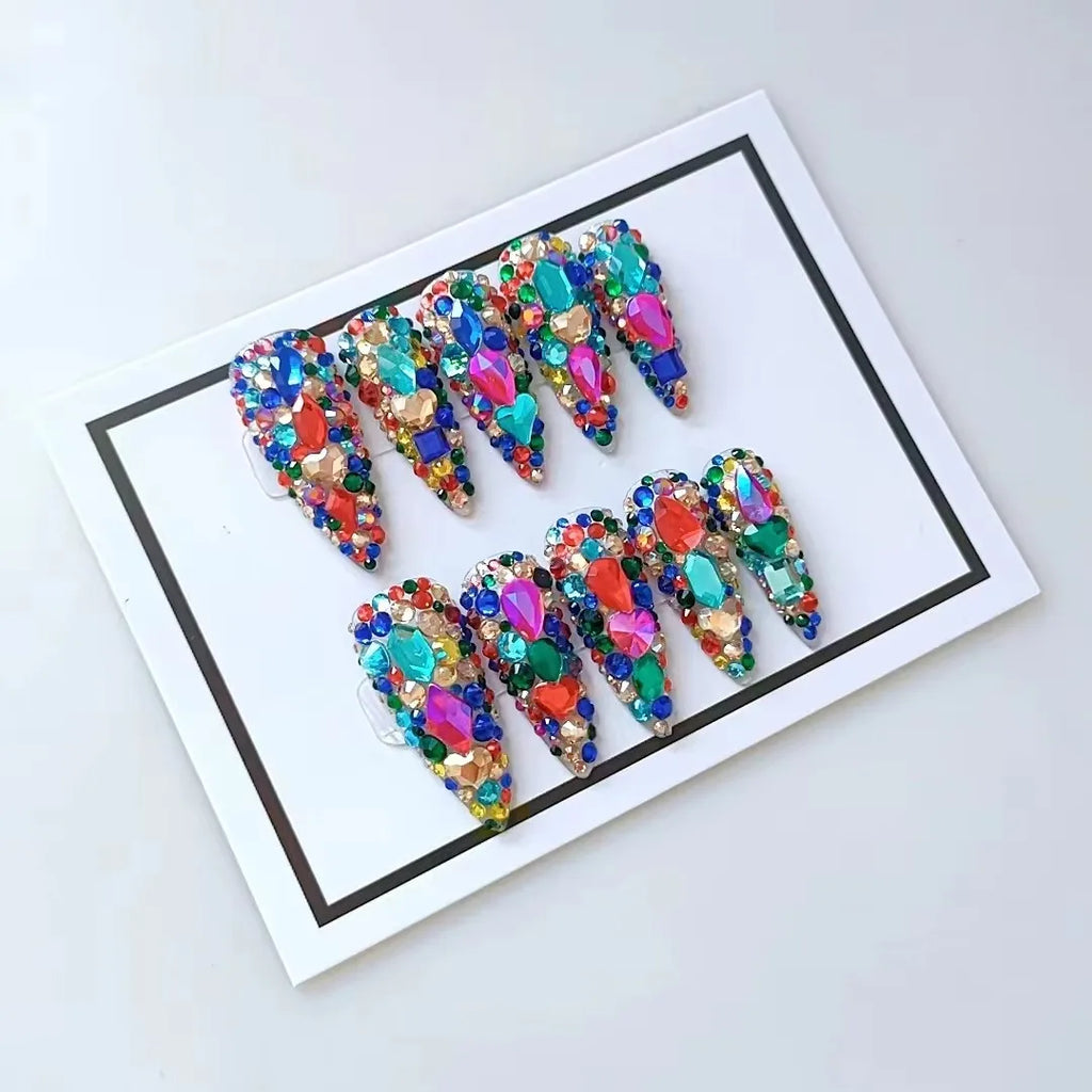 Design 100 Collection High Quality 10pcs Press-On French Square Fake Nails Luxury Handmade Acrylic Gel for Fingers Art Handmade