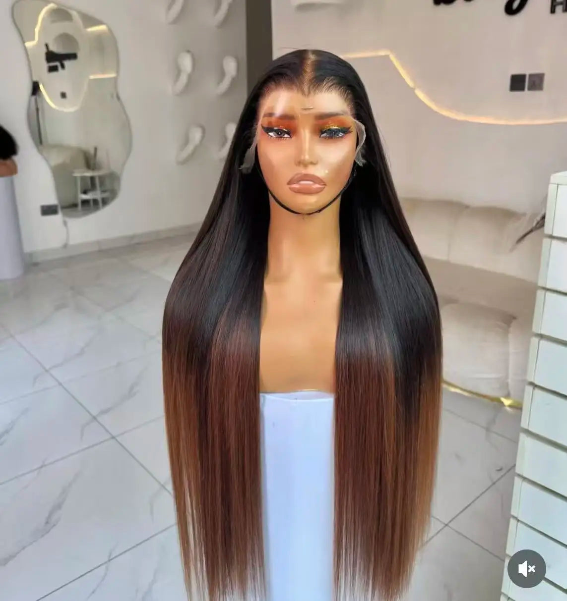 Highlight Glueless 13x4 HD Lace Frontal Wig Dark Brown Bone Straight Human Hair Raw Vietnamese Silk Straight for Black Women
