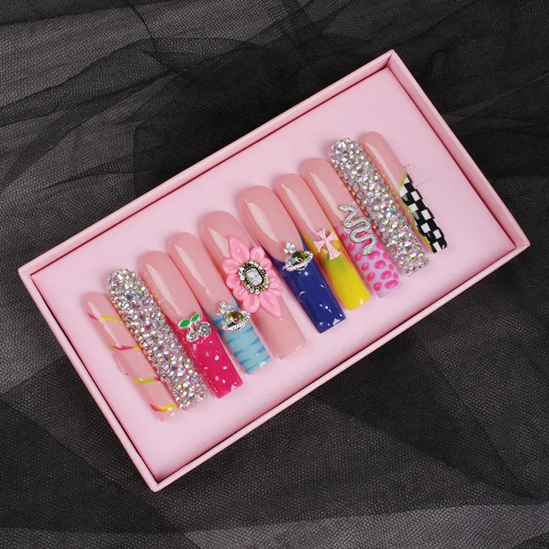 Handmade 10-Piece Luxury Press-On Nails Salon-Quality 3D Nail Art CE Certified for Fingers Low MOQ Wholesale Private Label - 23 / 0.1kg