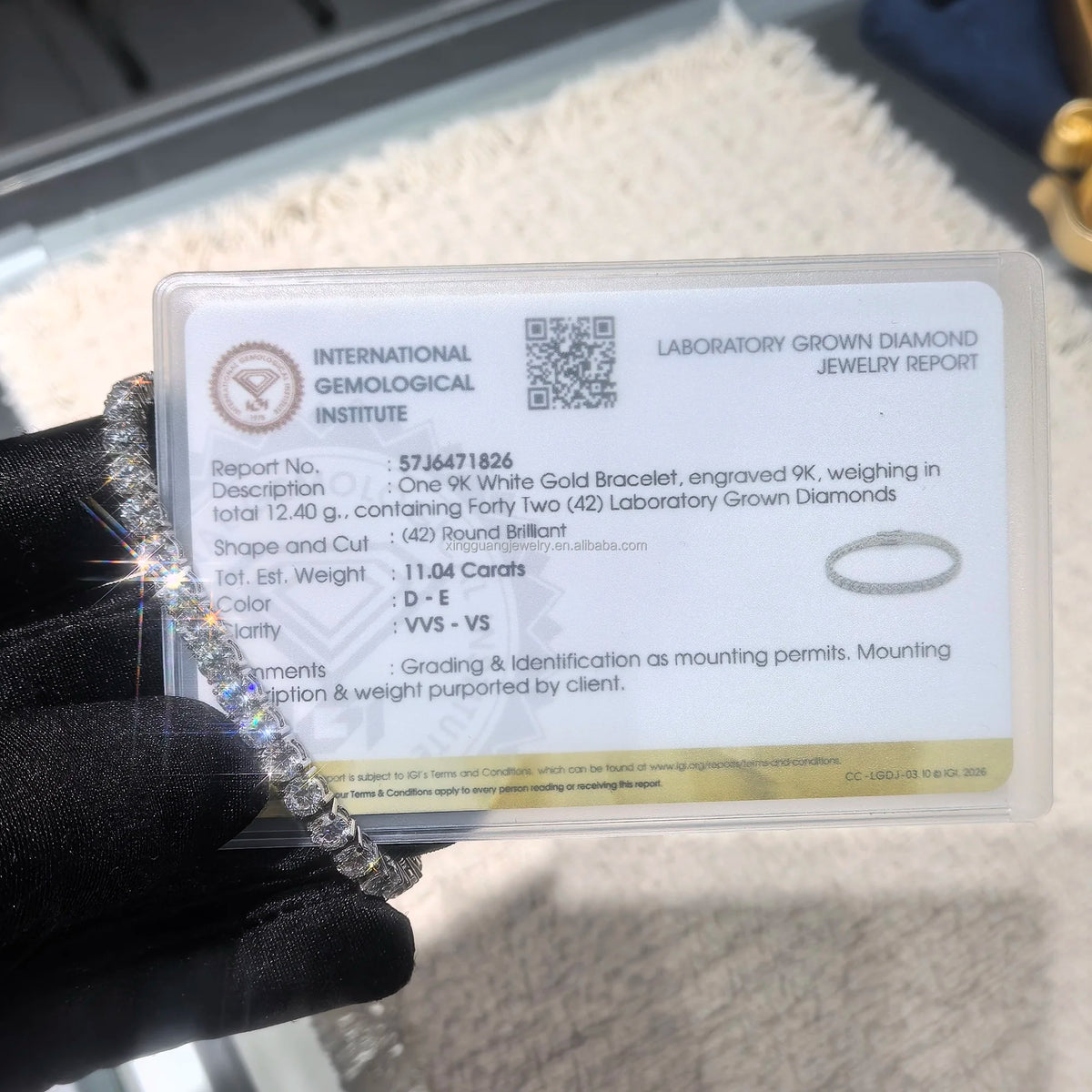 Custom Lab-grown diamond Tennis Bracelet/necklace IGI Certificate Gold Plated 925 Sterling Sliver Claw Setting Fashion Jewelry