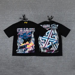 2026 High Quality Cotton Gothic Short Sleeve Skull Printed Hot Drilling T-shirts Low Price Wholesale GUAPI Men's T-shirts