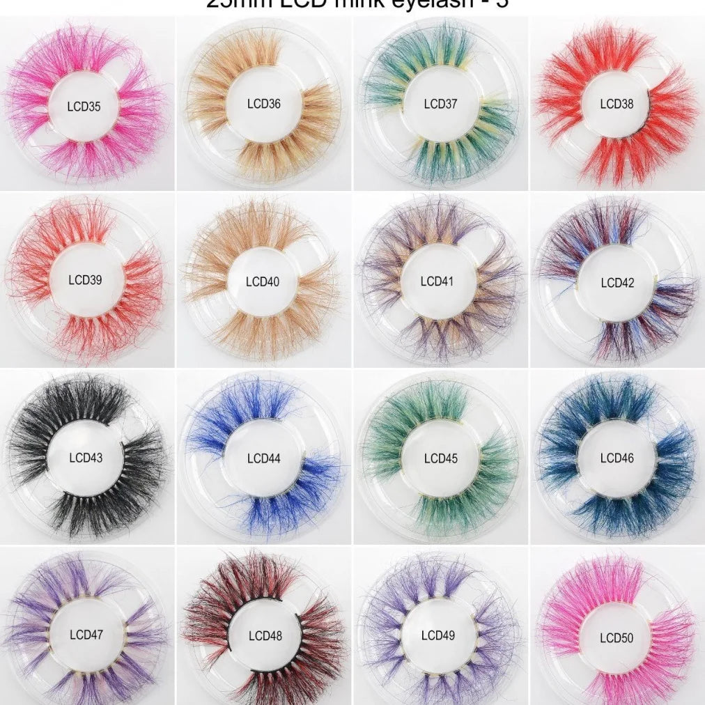 Heart Girl Wholesale  Lash  3D Colourful Lashes Natural Fluffy 25mm Mink False Full Strip Eyelash Boxes Custom logo