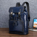 Luxury Men's High Quality Genuine Cowhide Leather Backpack Top Polyester School Bag Durable Closure Hot Sale Direct Luxury Brand - 12 inches / Deep Blue