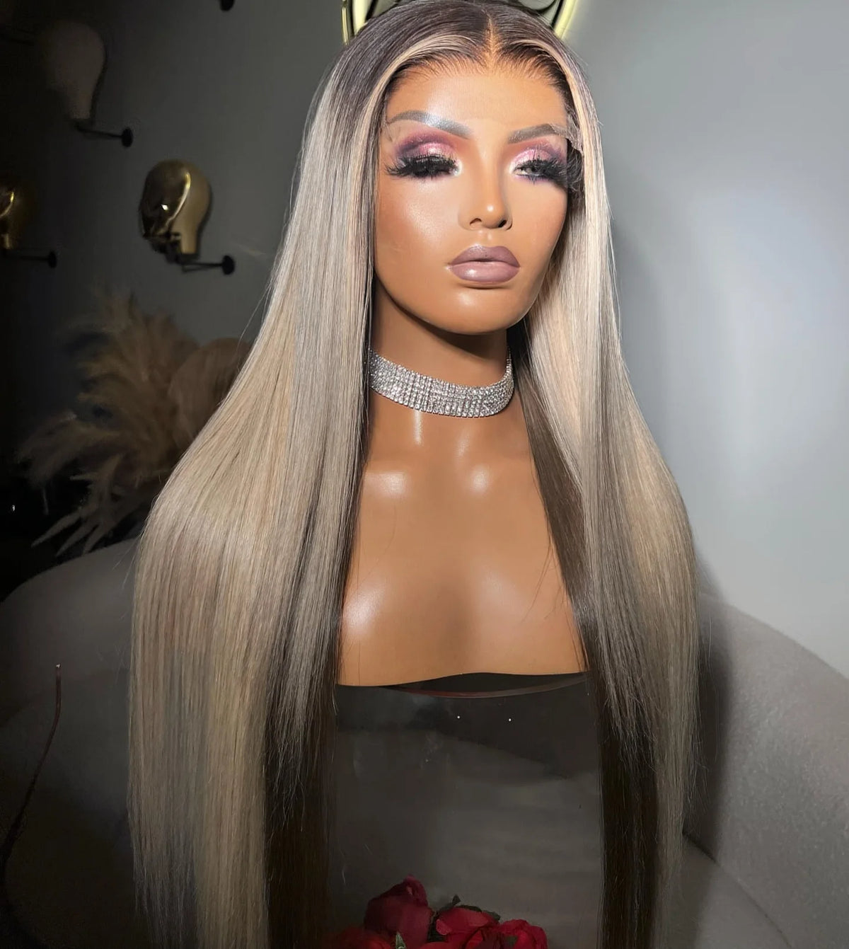 Long Thick Wig Blonde Highlight Color Remy Indian Cuticle Aligned Hair 5x5 Transparent HD Lace Front Wigs Small 250% Density - Option 4 / Body Wave