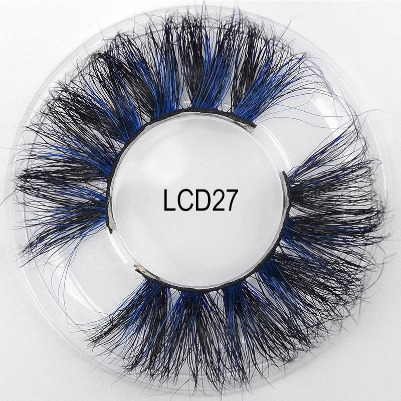 Heart Girl Wholesale  Lash  3D Colourful Lashes Natural Fluffy 25mm Mink False Full Strip Eyelash Boxes Custom logo - Mix / Plastictray+cover / LCD27