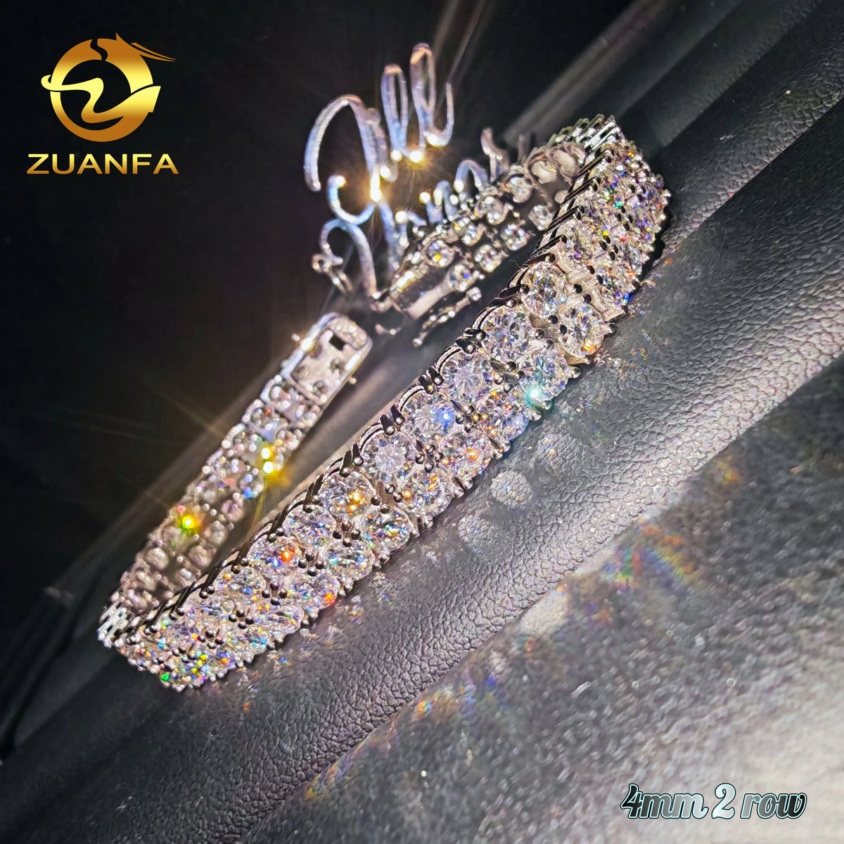 4mm 2 Row VVS Moissanite Tennis Chain Necklace Silver Iced Out Hip Hop Jewelry Tennis Chain Moissanite Necklace Women