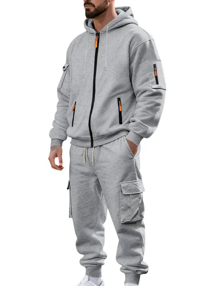 Vintage Acid Washed Heavyweight Casual Solid Plus Size Eco-Friendly Windproof Hooded Tracksuit Stylish Distressed Winter Hoodie - Light Grey