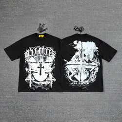 2026 High Quality Cotton Gothic Short Sleeve Skull Printed Hot Drilling T-shirts Low Price Wholesale GUAPI Men's T-shirts
