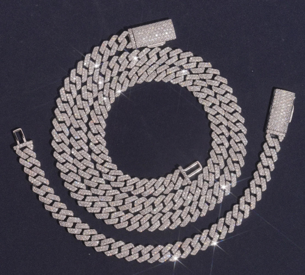 GRA Certificated Moissanite Chain Cuban 6 8 10 MM Hip Hop Jewelry VVS Moissanite Cuban Link Brass Miami Cuban Link Chain